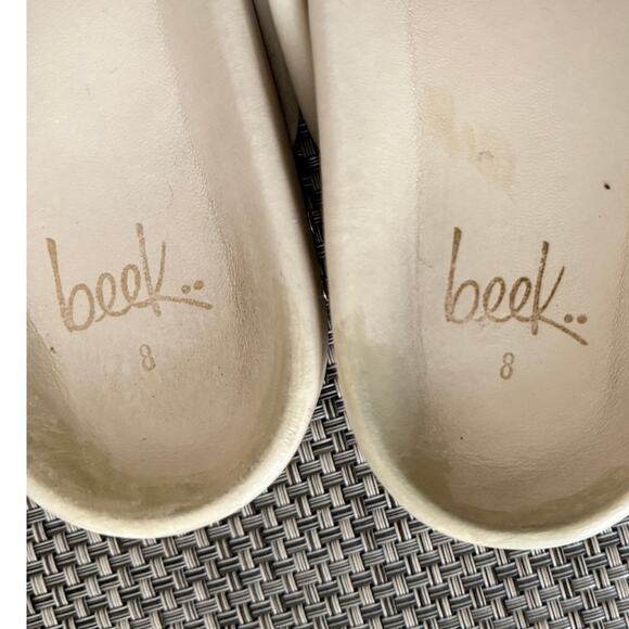 BEEK Leather Rhea Platform Flatform Criss Cross Comfort Sandals Eggshell White 8 - Picture 4 of 6